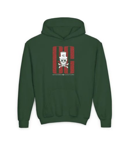 Ghost White Skull Youth Hoodie - S / Forest Green - Kids clothes