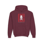 Ghost White Skull Youth Hoodie - S / Maroon - Kids clothes