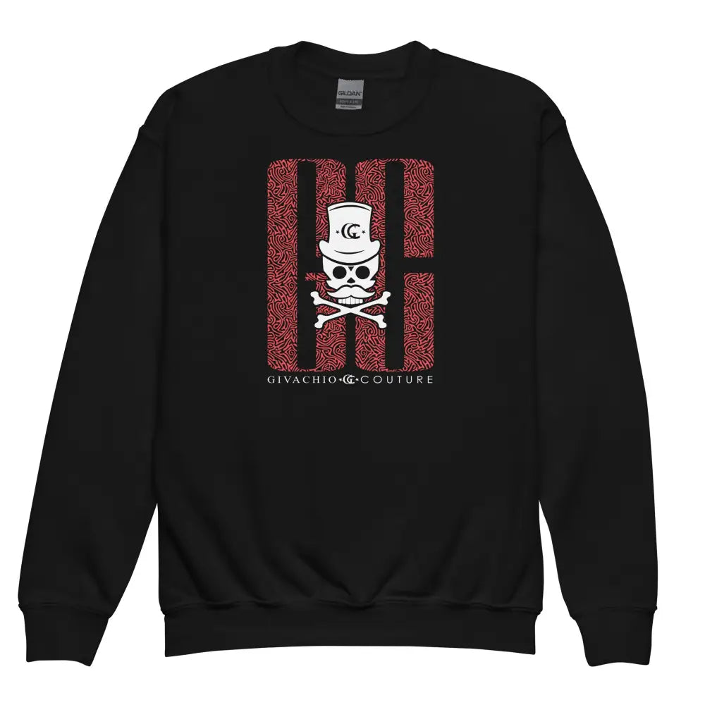 Ghost White Skull Youth Sweatshirt - Black / XS