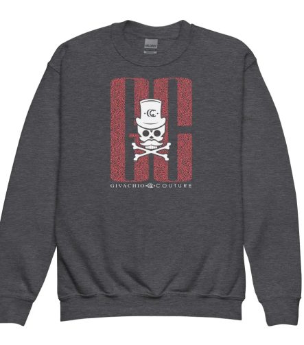 Ghost White Skull Youth Sweatshirt - Dark Heather / XS