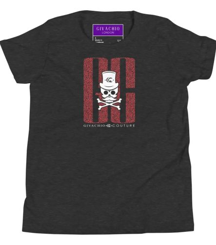 Ghost White Skull Youth T-Shirt - Dark Grey Heather / S
