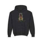 Green Aura Skull Youth Hoodie - S / Black - Kids clothes