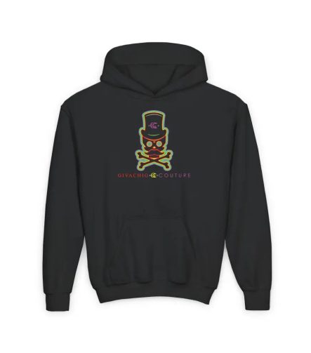 Green Aura Skull Youth Hoodie - S / Black - Kids clothes