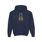 Green Aura Skull Youth Hoodie - S / Navy - Kids clothes