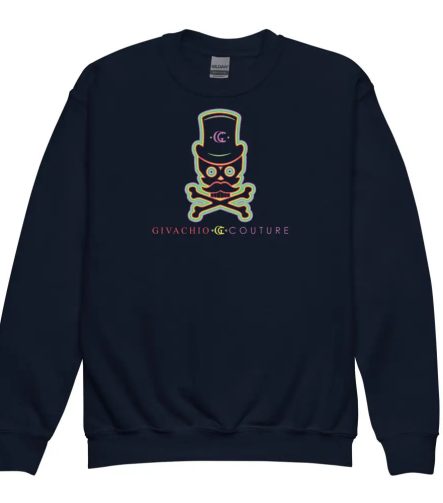 Green Aura Skull Youth Sweatshirt - Navy / XS