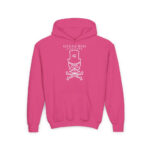 Mad White Skull Youth Hoodie - S / Heliconia - Kids clothes