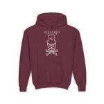 Mad White Skull Youth Hoodie - S / Maroon - Kids clothes