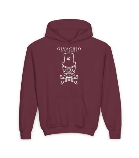 Mad White Skull Youth Hoodie - S / Maroon - Kids clothes