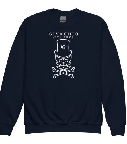 Mad White Skull Youth Sweatshirt - Navy / XS