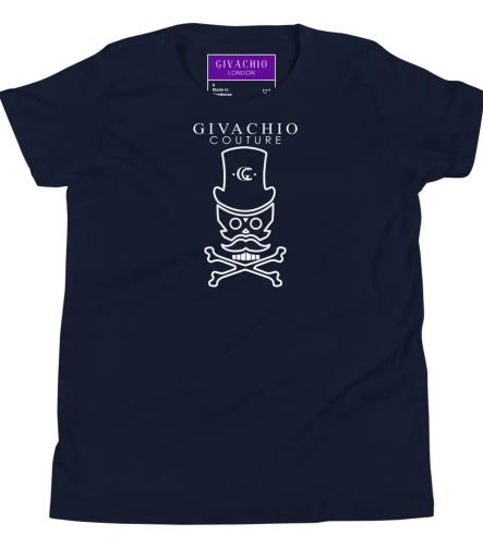 Mad White Skull Youth T-Shirt - Navy / S