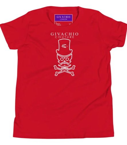 Mad White Skull Youth T-Shirt - Red / S