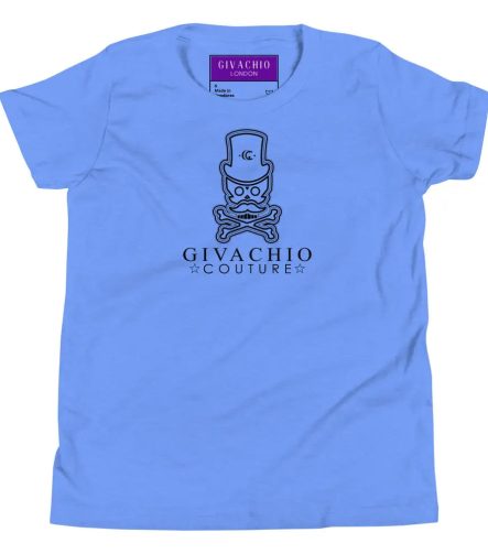 Noir Skull Youth T-Shirt - Heather Columbia Blue / S