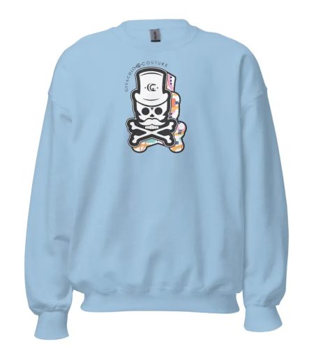 Patch Up Skull Sweatshirt - Light Blue / S