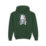 Patch Up Skull Youth Hoodie - S / Forest Green - Kids clothes