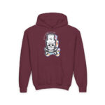 Patch Up Skull Youth Hoodie - S / Maroon - Kids clothes