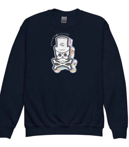 Patch Up Skull Youth Sweatshirt - Navy / XS