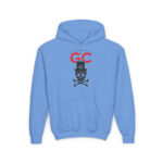Royal Black Skull Youth Hoodie - S / Carolina Blue - Kids clothes