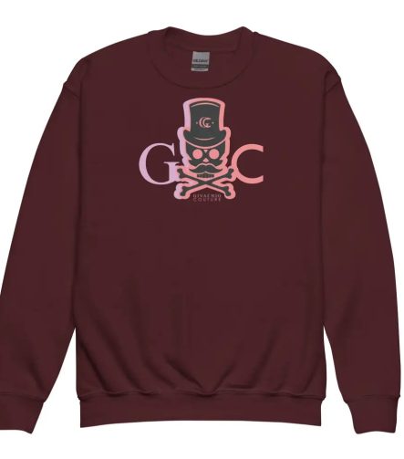 Skull Faded Youth Sweatshirt - Maroon / XS