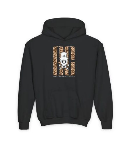 Skull Leopord Youth Hoodie - S / Black - Kids clothes