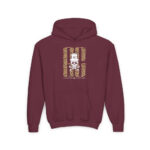 Skull Leopord Youth Hoodie - S / Maroon - Kids clothes