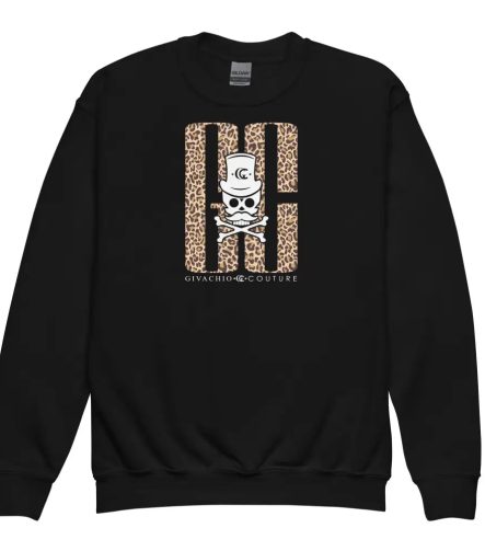 Skull Leopord Youth Sweatshirt - Black / XS