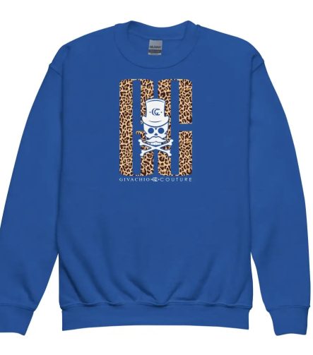 Skull Leopord Youth Sweatshirt - Royal / XS